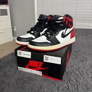 Nike Air Jordan 1 Retro High Top Red Satin Black Toe Sneakers (Women’s 6.5)